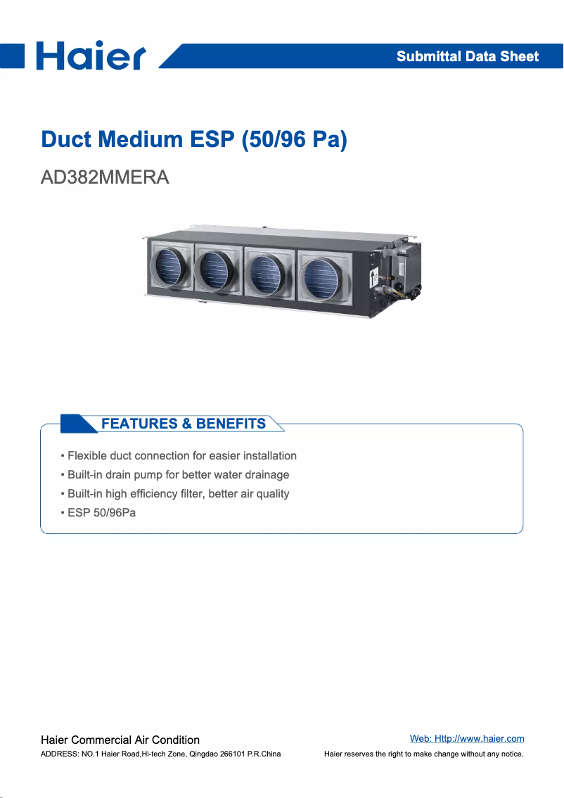 Page 1 of the manual User Manual Haier AD382MMERA