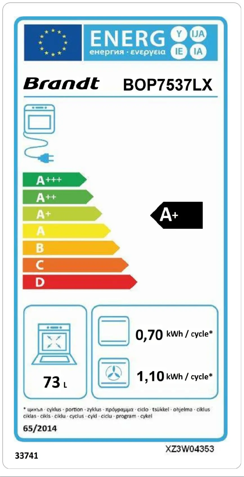 First page image of the manual for BOP7537LX