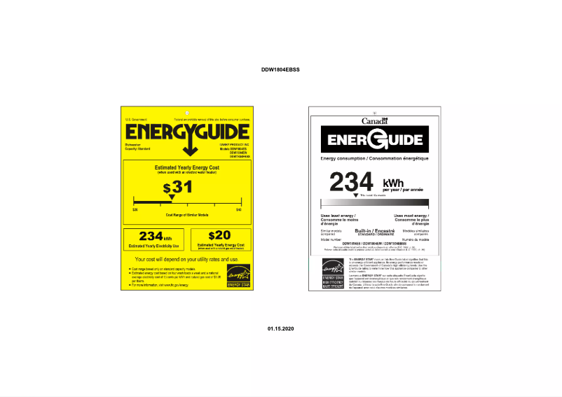 First page image of the manual for DDW1804EBSS