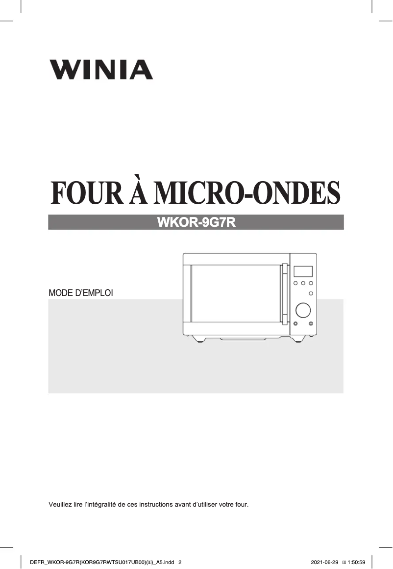 Page 1 of the manual User Manual Winia WKOR-9G7R