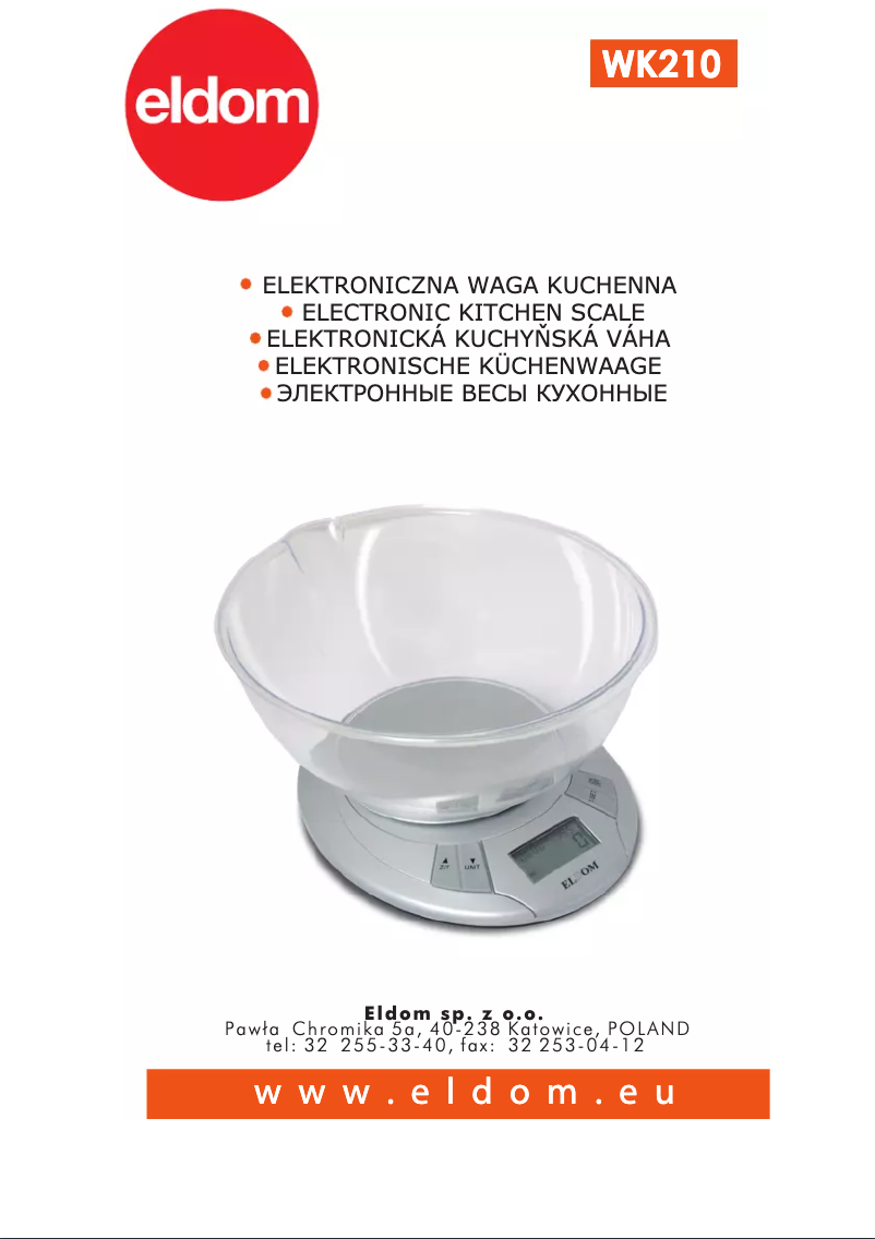 Page 1 of the manual User Manual Eldom WK210