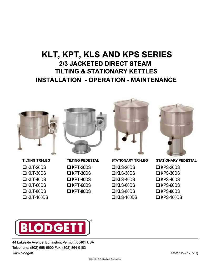 Page 1 of the manual User Manual Blodgett KLS-60DS