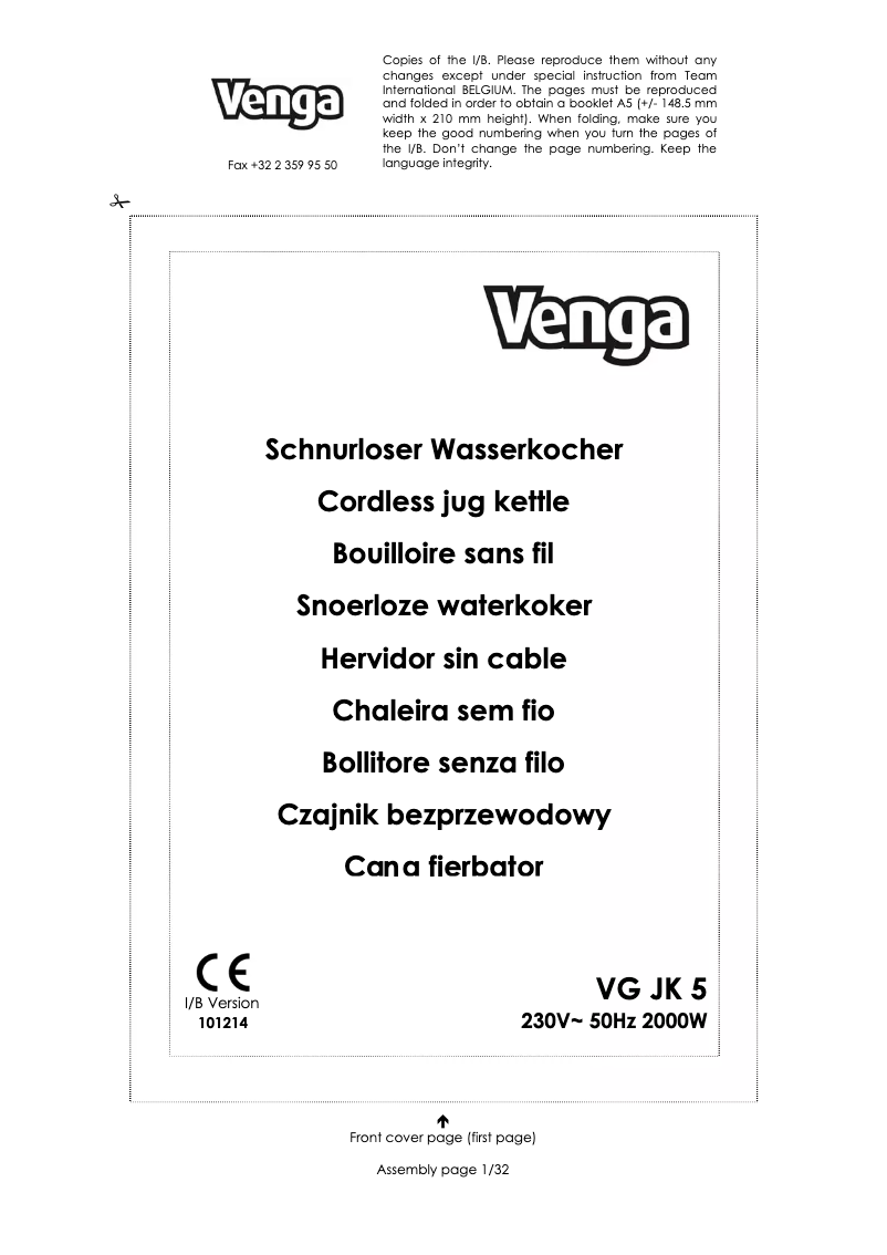 Page 1 of the manual User Manual Venga VG JK 5