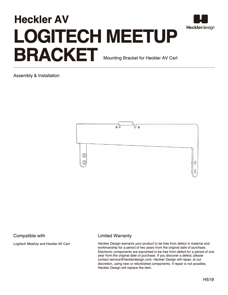 Page 1 of the manual User Manual Heckler Design H519-BG