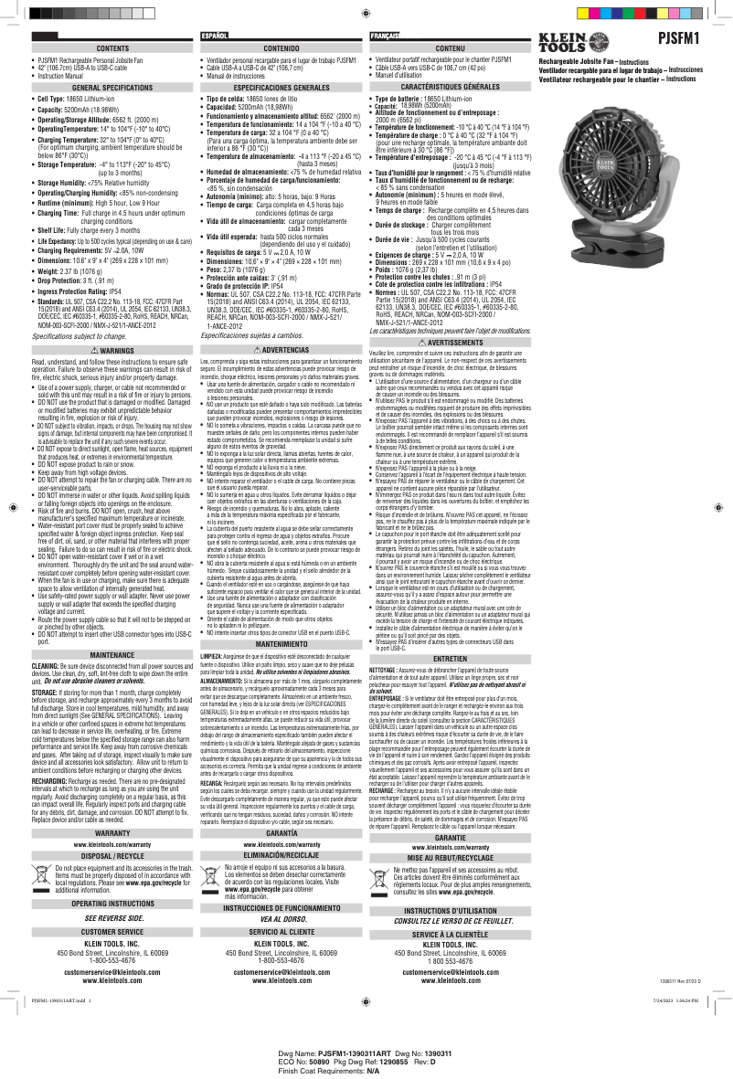 Page 1 of the manual User Manual Klein Tools PJSFM1