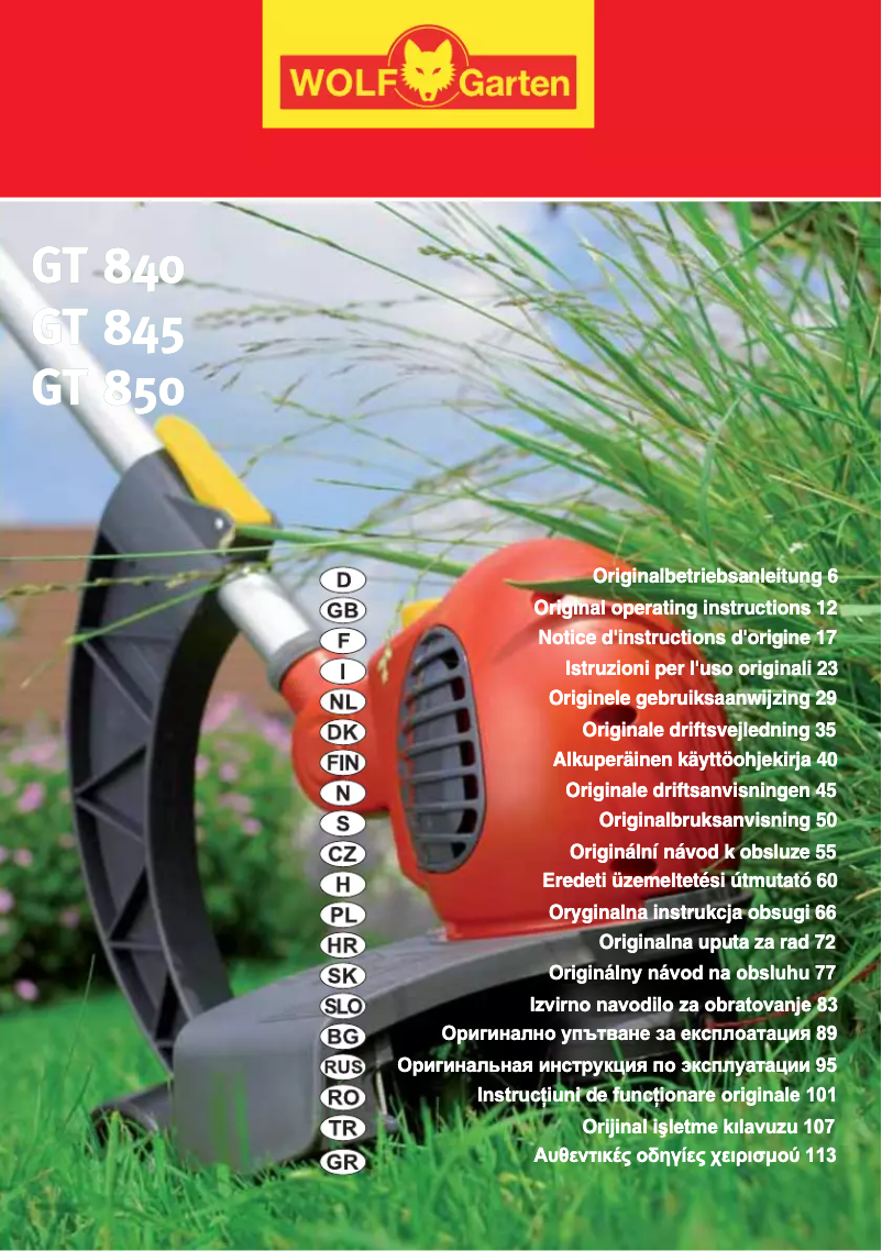 Page 1 of the manual User Manual Wolf Garten BluePower GTE850