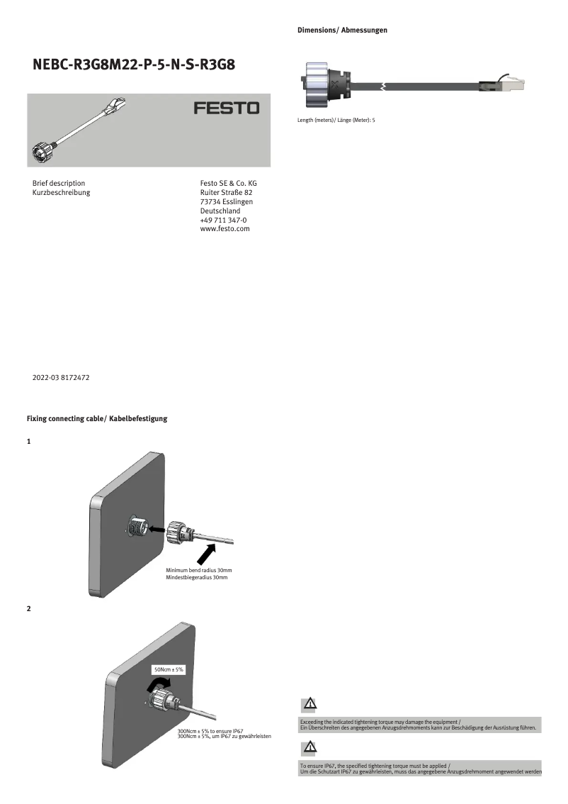 First page image of the manual for NEBC-R3G8M22-P-5-N-S-R3G8