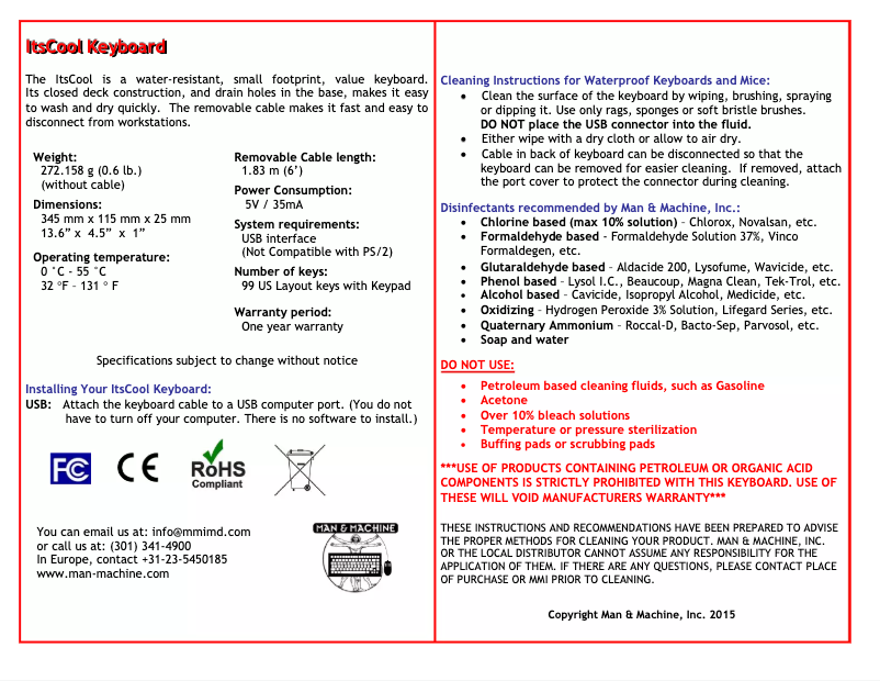 First page image of the manual for Its Cool