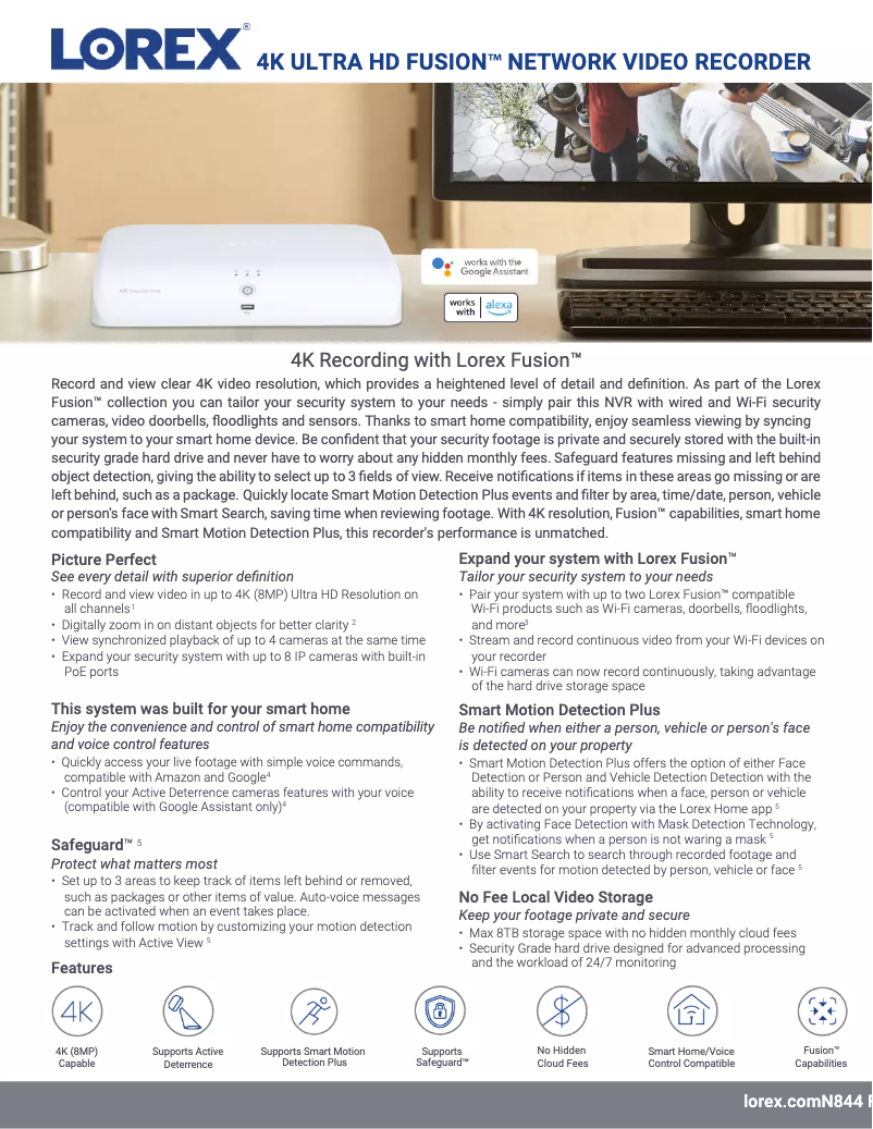 Page 1 of the manual Technical Sheet Lorex N844