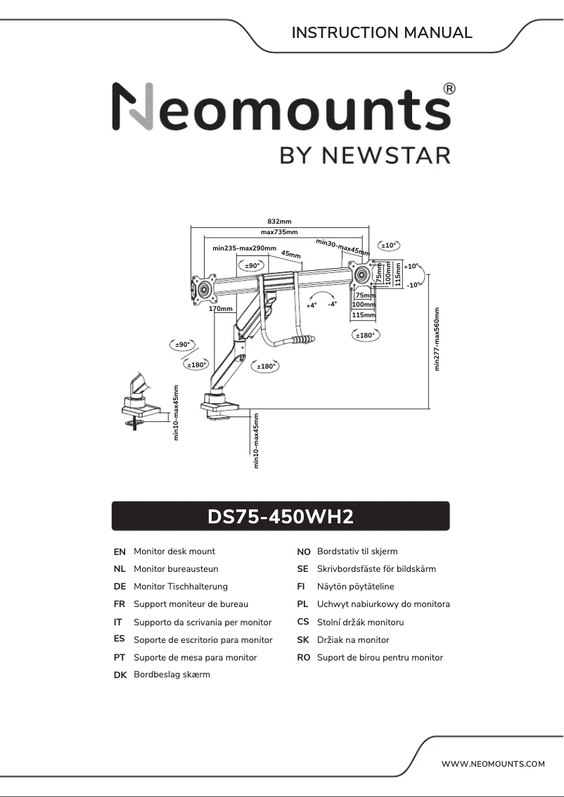 Page 1 of the manual User Manual Newstar DS75 450WH2