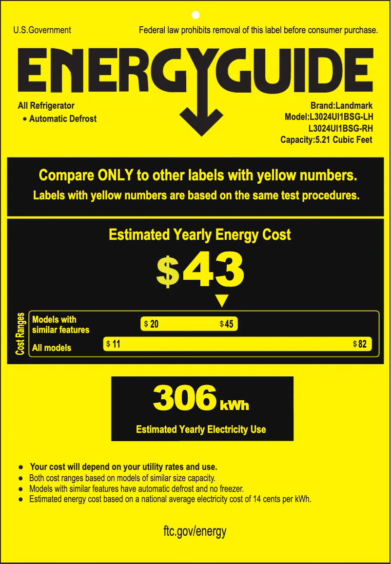 Page 1 of the manual Energy Label Landmark L3024UI1BPR-RH