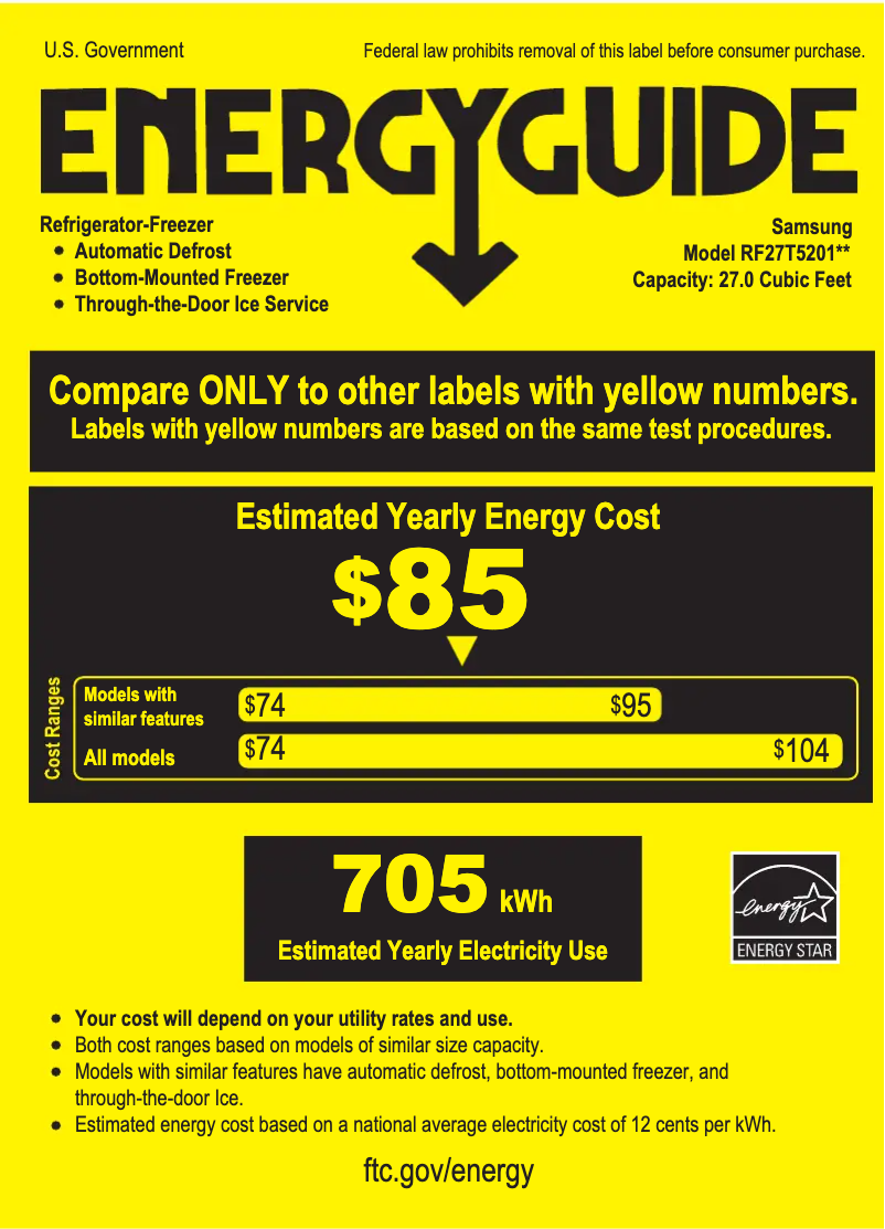 Page 1 of the manual Energy Label Samsung RF27T5201SG