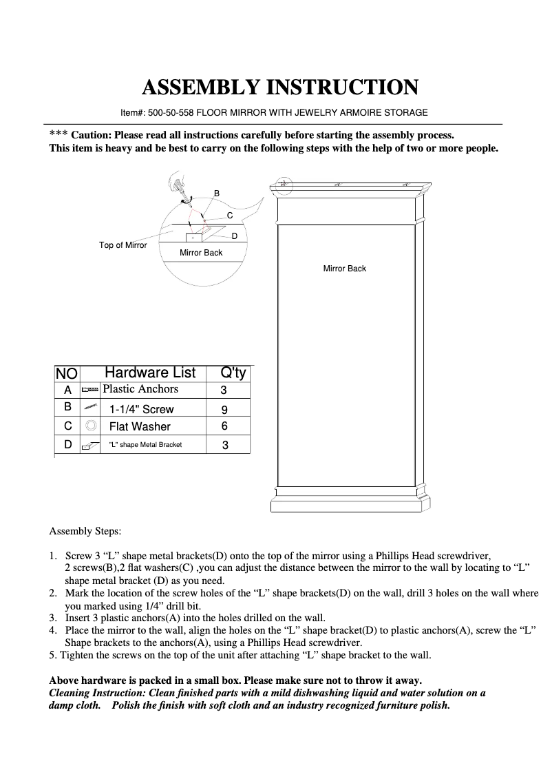 Page 1 of the manual User Manual Hooker 500-50-558