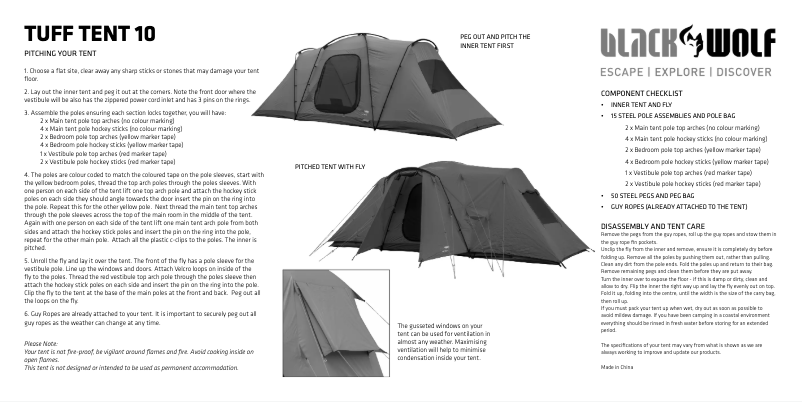 First page image of the manual for Tuff 10