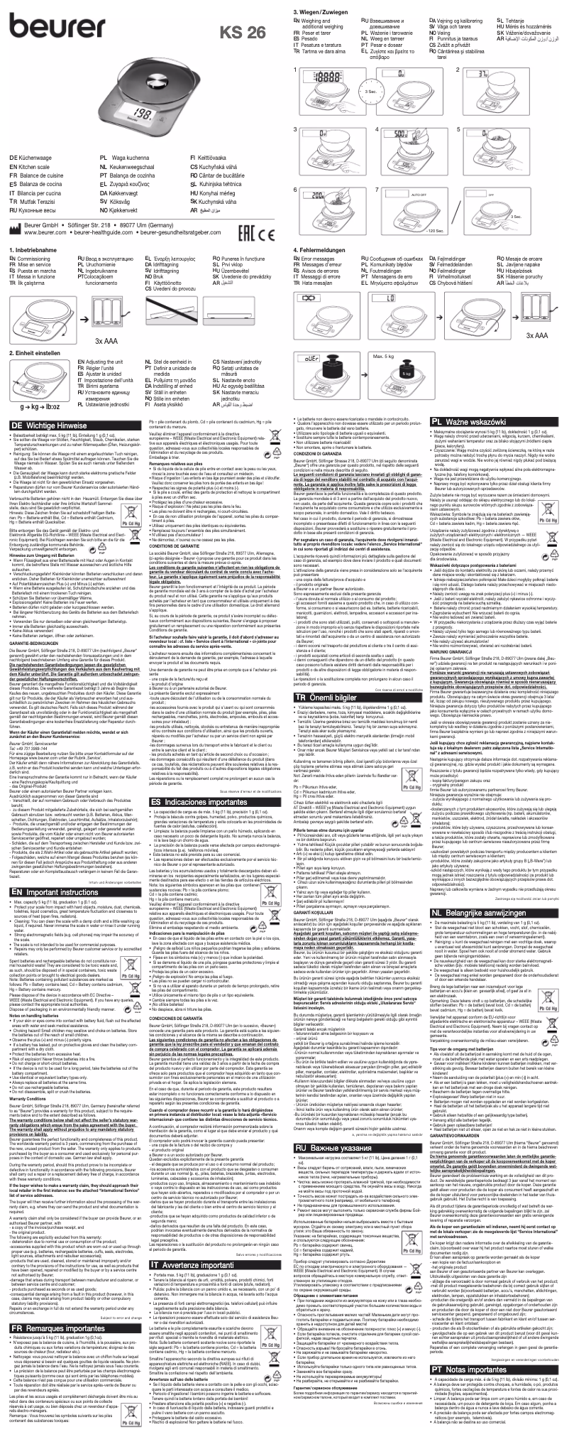 Page 1 of the manual Instruction Manual Beurer KS 26