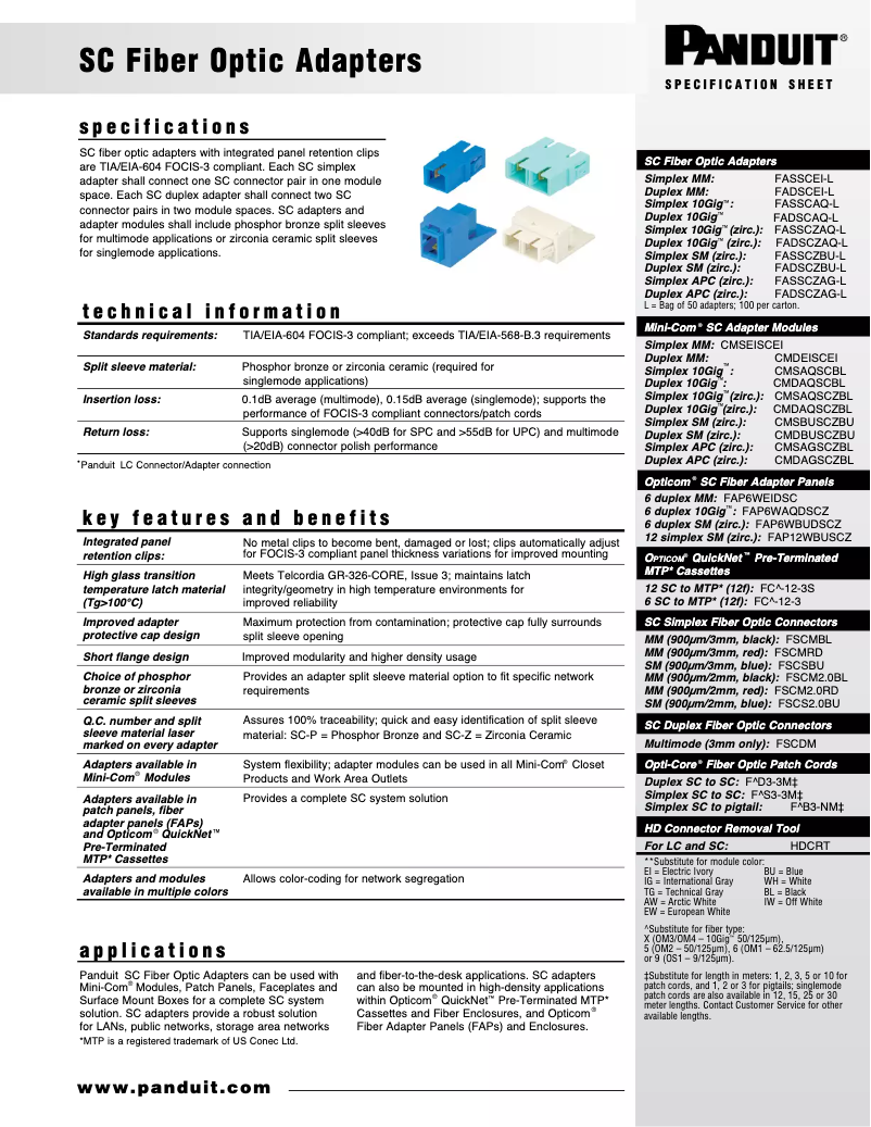 Page 1 of the manual User Manual Panduit CMSAQSCBL