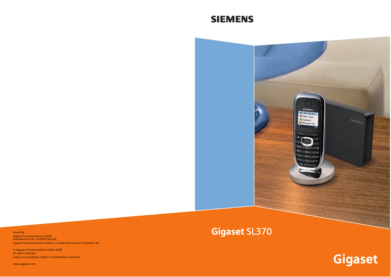 Page 1 of the manual User Manual Gigaset SL370