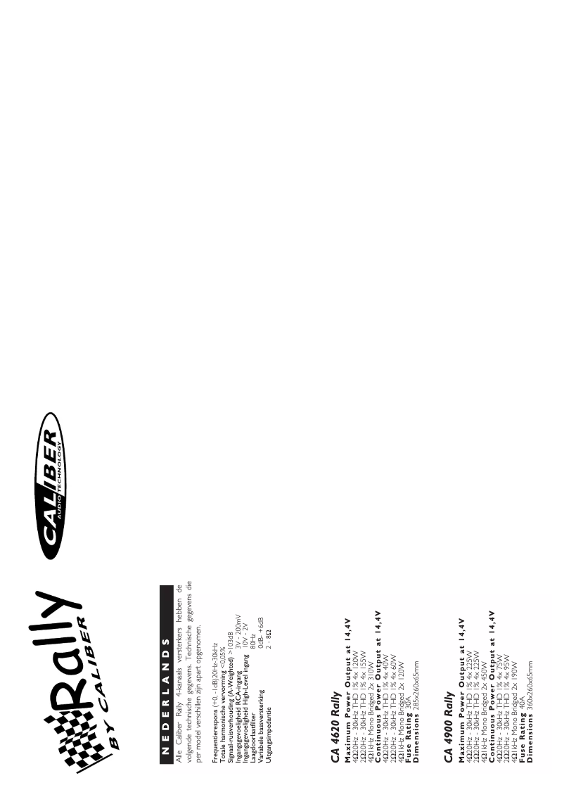 Page 1 of the manual User Manual Caliber Rally CA 4900