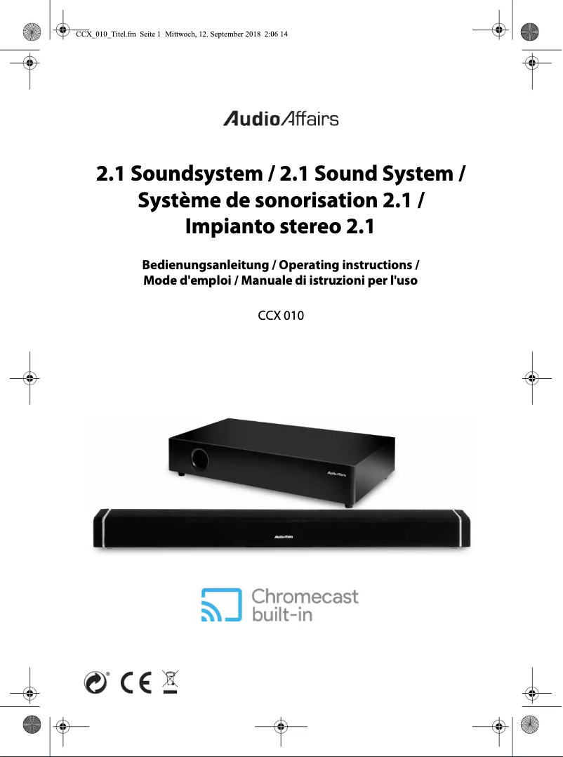 Page 1 of the manual User Manual AudioAffairs CCX 010