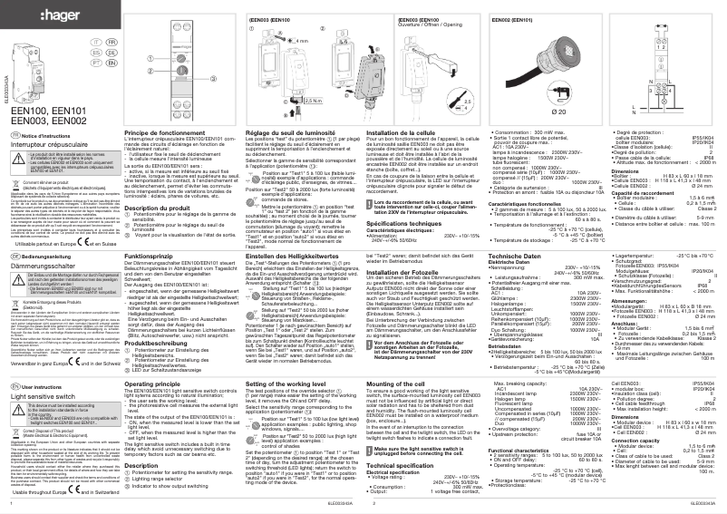 First page image of the manual for EEN003