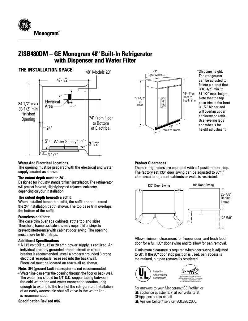 First page image of the manual for ZISB480DM