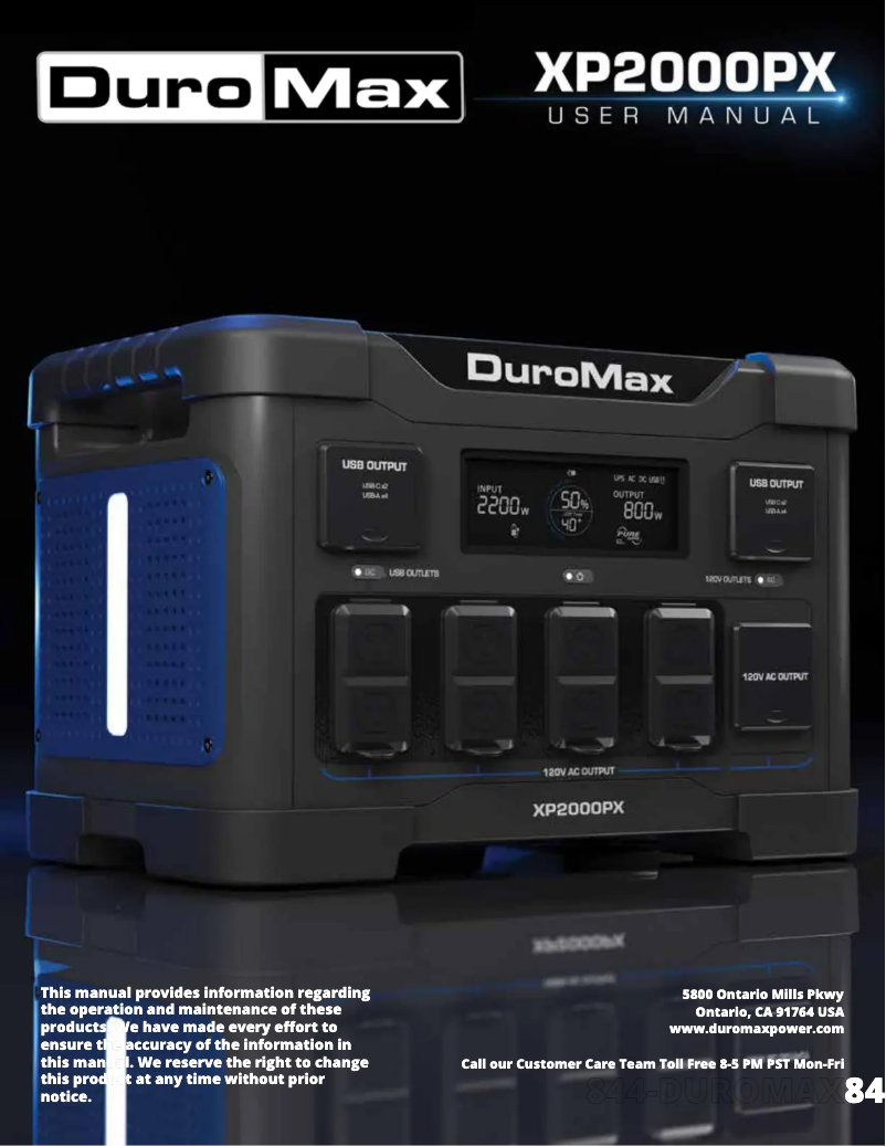 First page image of the manual for XP2000PX