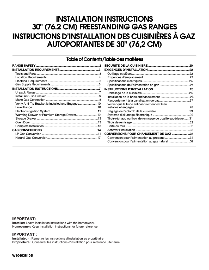 Page 1 of the manual User Manual Whirlpool WFG540H0AB