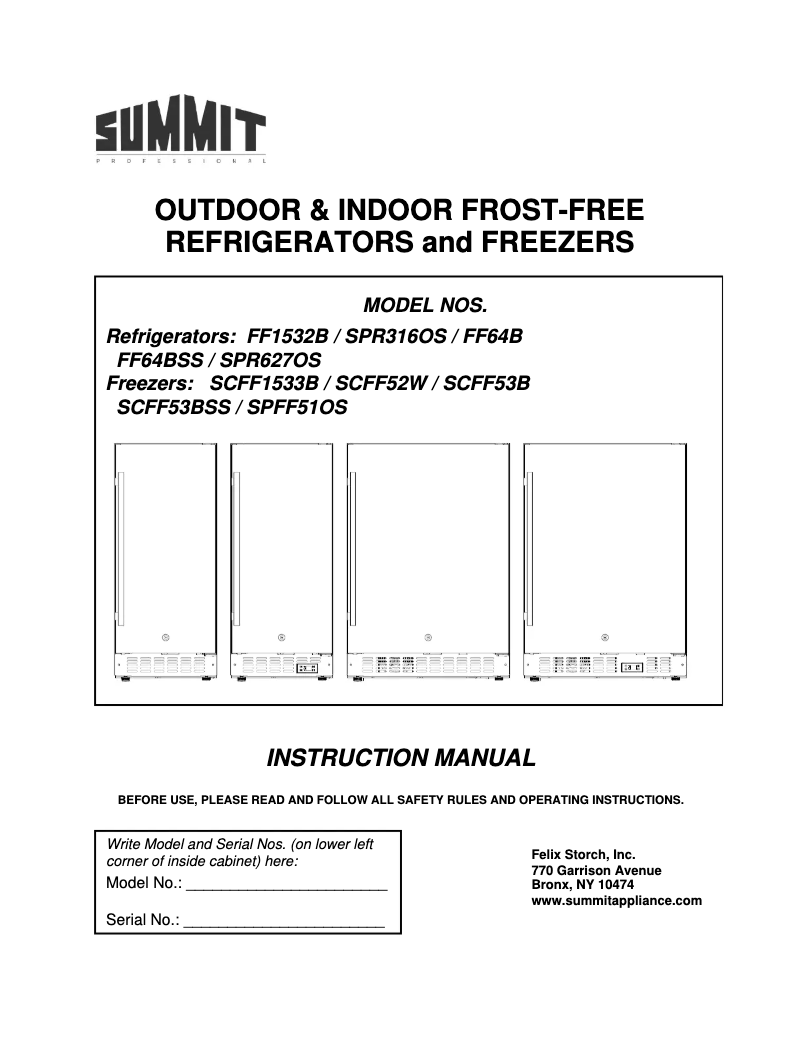 Page 1 of the manual User Manual Summit FF1532B
