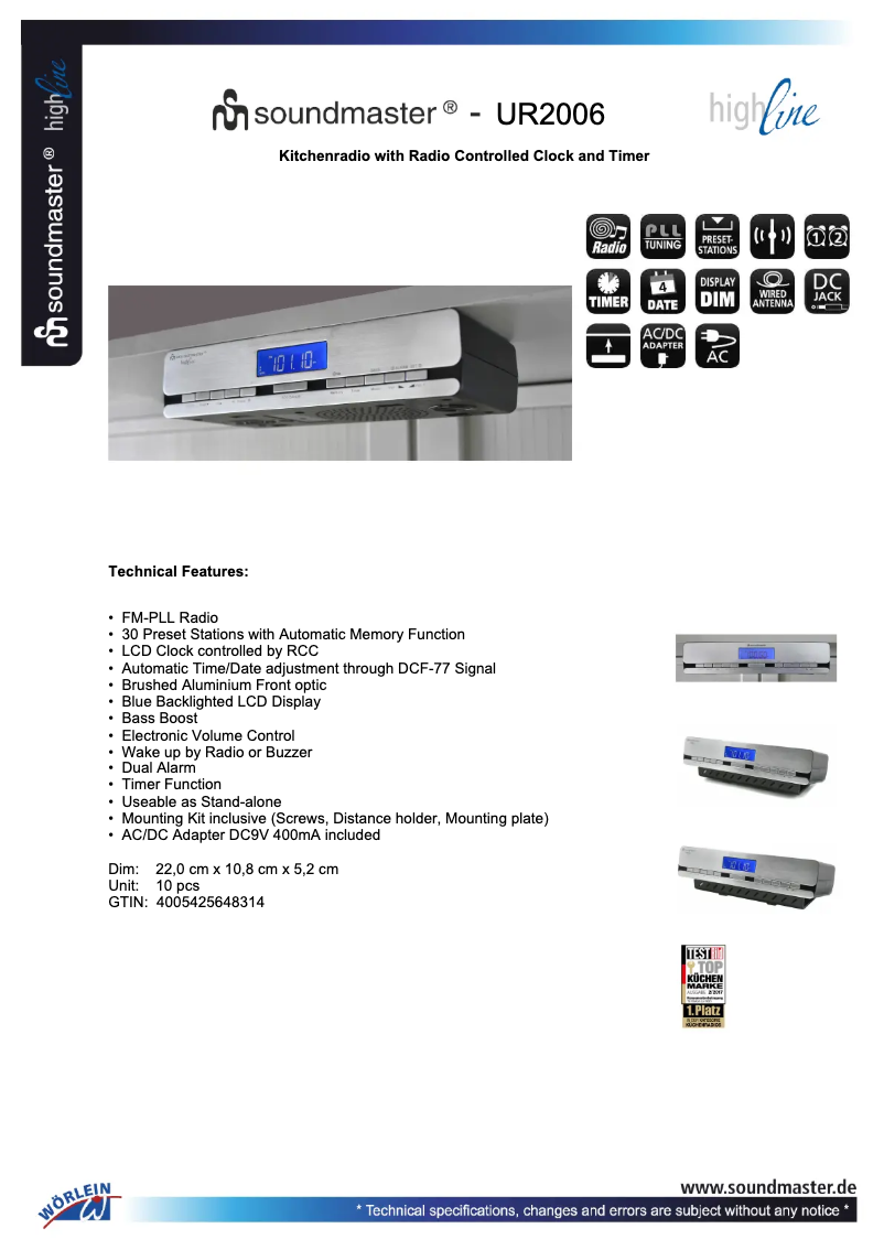 First page image of the manual for UR2006