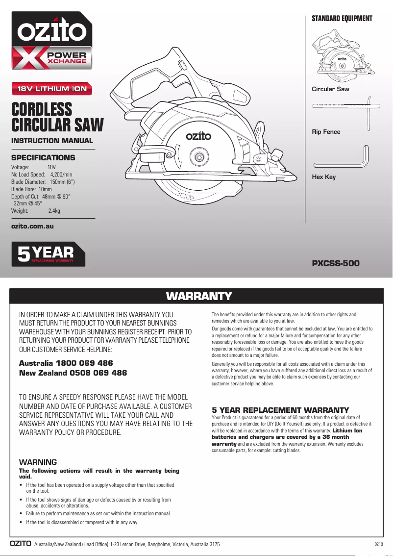 First page image of the manual for PXCSS-500