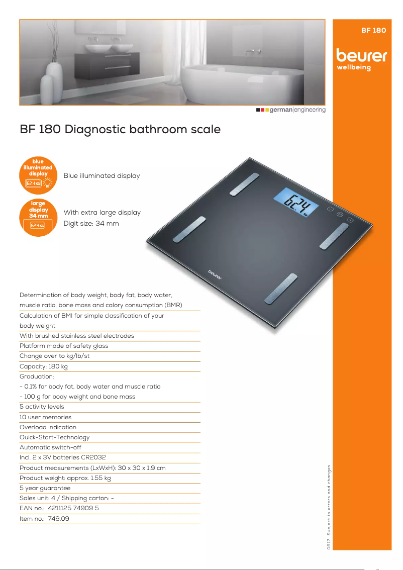 First page image of the manual for BF 180