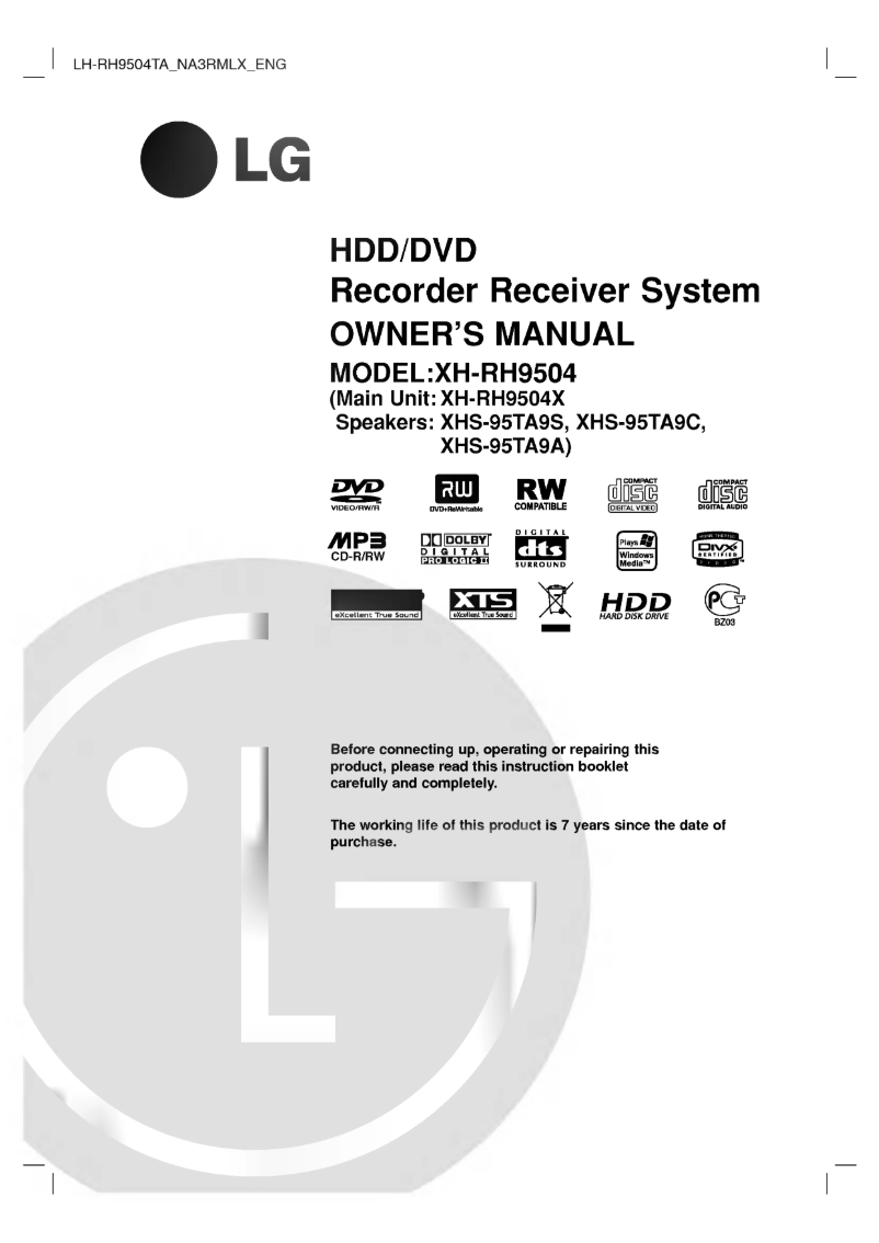 First page image of the manual for XH-RH9504X