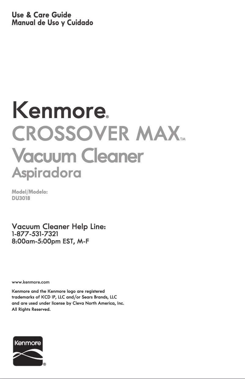 Page 1 of the manual User Manual Kenmore DU3018