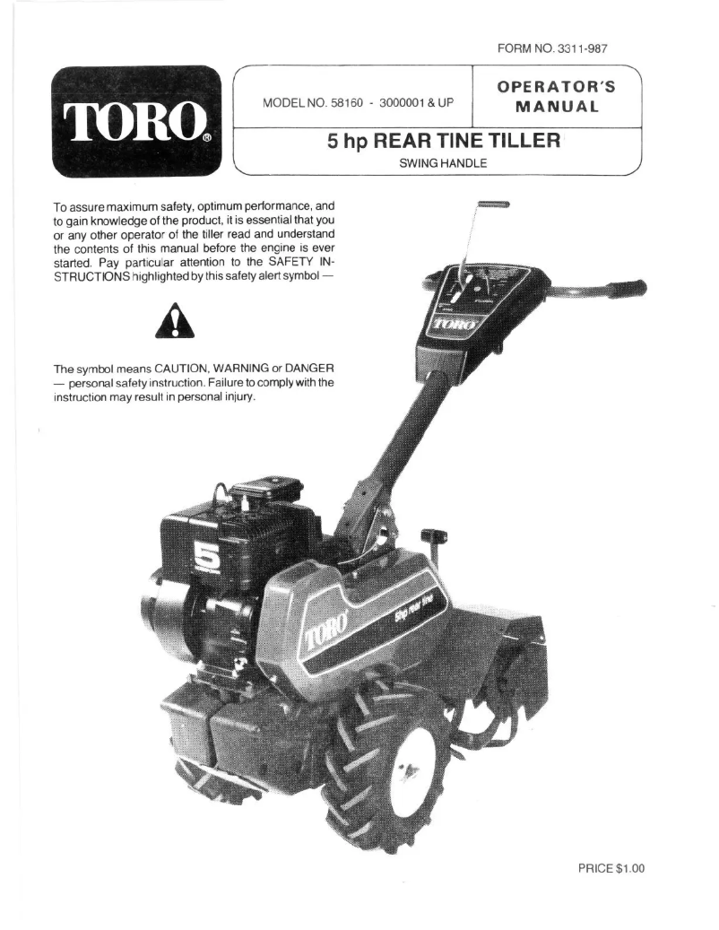 Page 1 of the manual User Manual Toro 58160