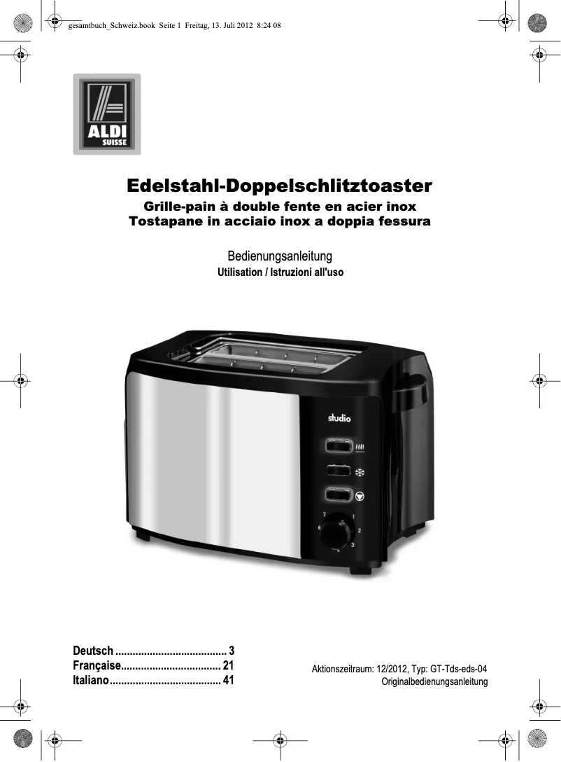 First page image of the manual for GT-Tds-eds-04