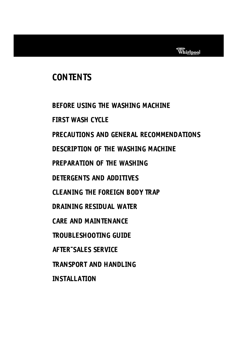 Page 1 of the manual User Manual Whirlpool AWA 5130