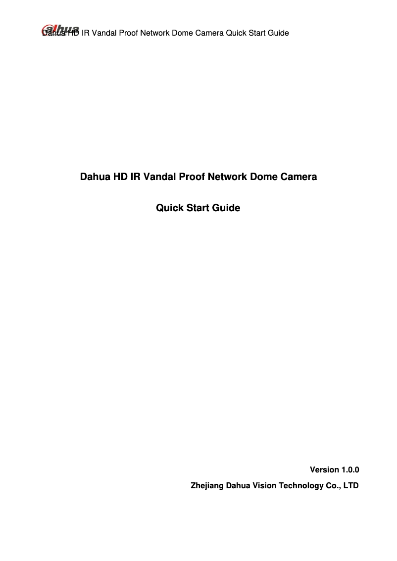 First page image of the manual for DH-IPC-HDBW1531E