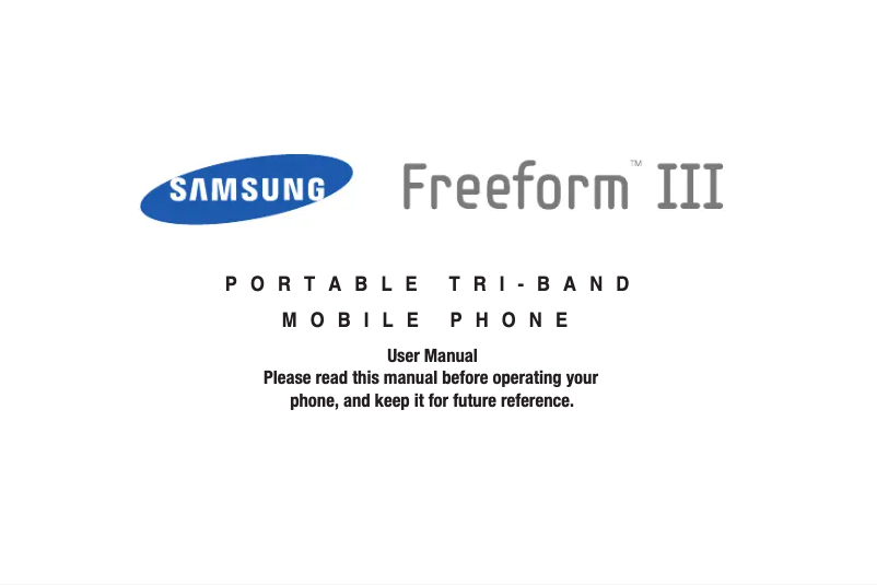 First page image of the manual for Freeform III