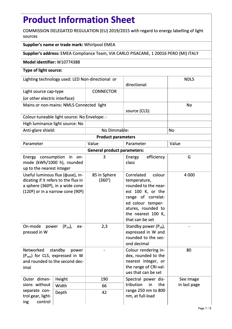 Page 1 of the manual User Manual Whirlpool W5 811E OX 1