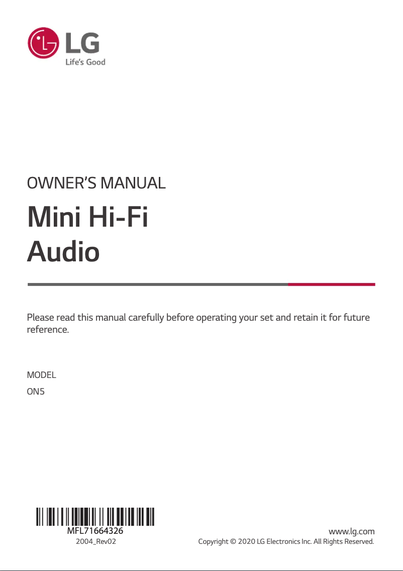 First page image of the manual for XBoom ON5