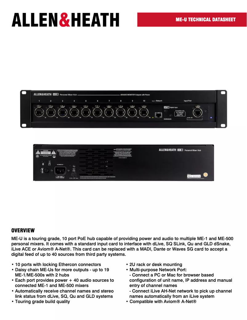 First page image of the manual for ME-U