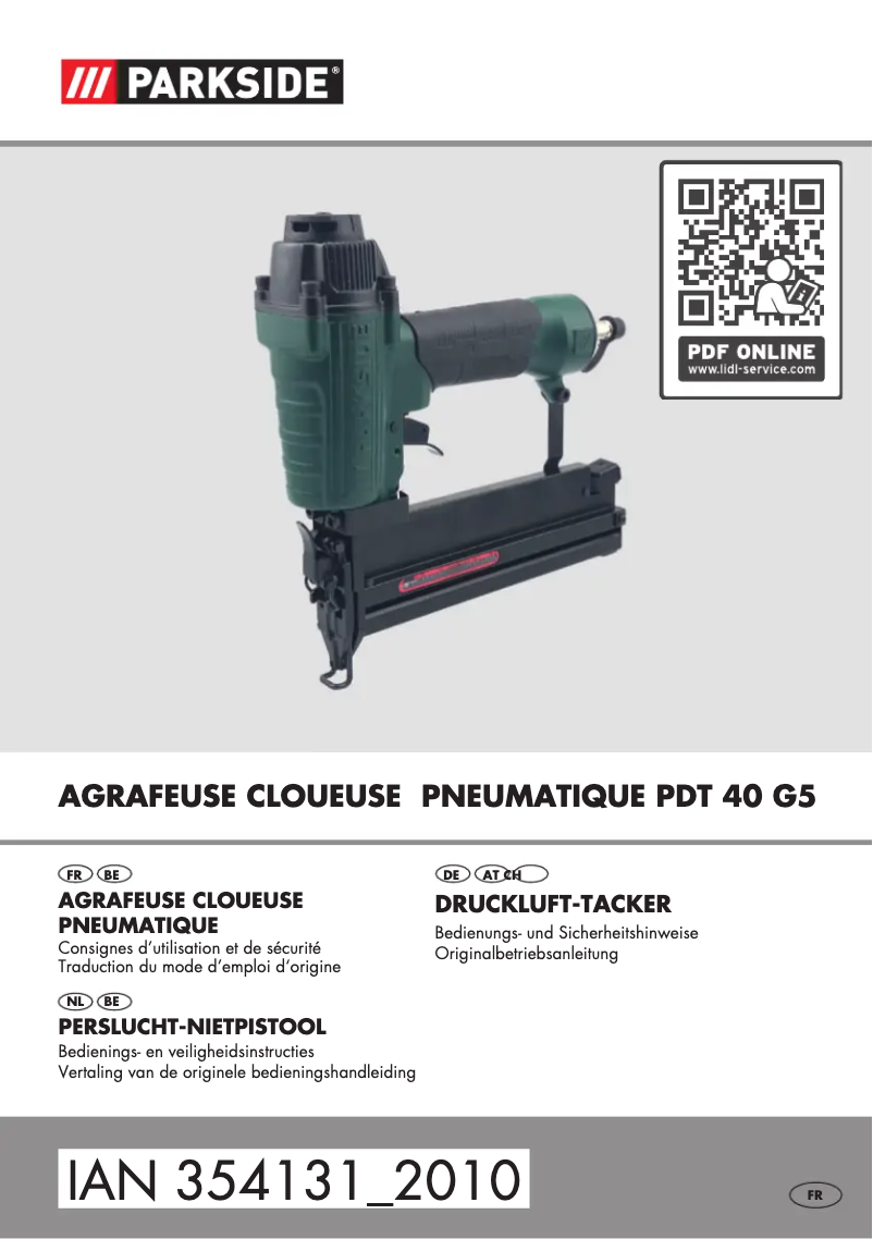 Page 1 of the manual User Manual Parkside PDT 40 G5