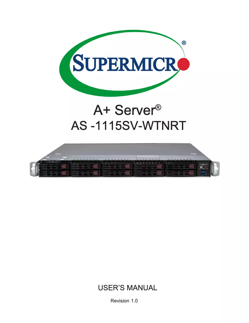 Page 1 of the manual User Manual Supermicro SuperServer AS -1115SV-WTNRT