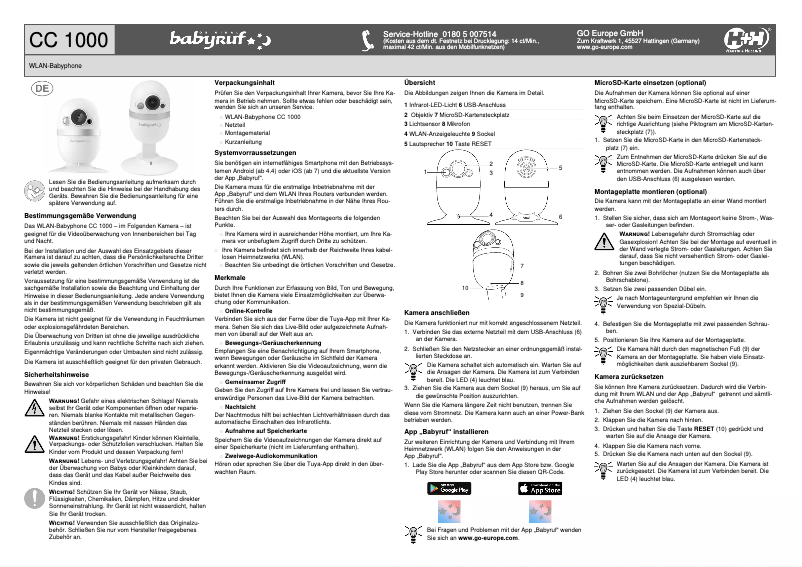 First page image of the manual for CC 1000