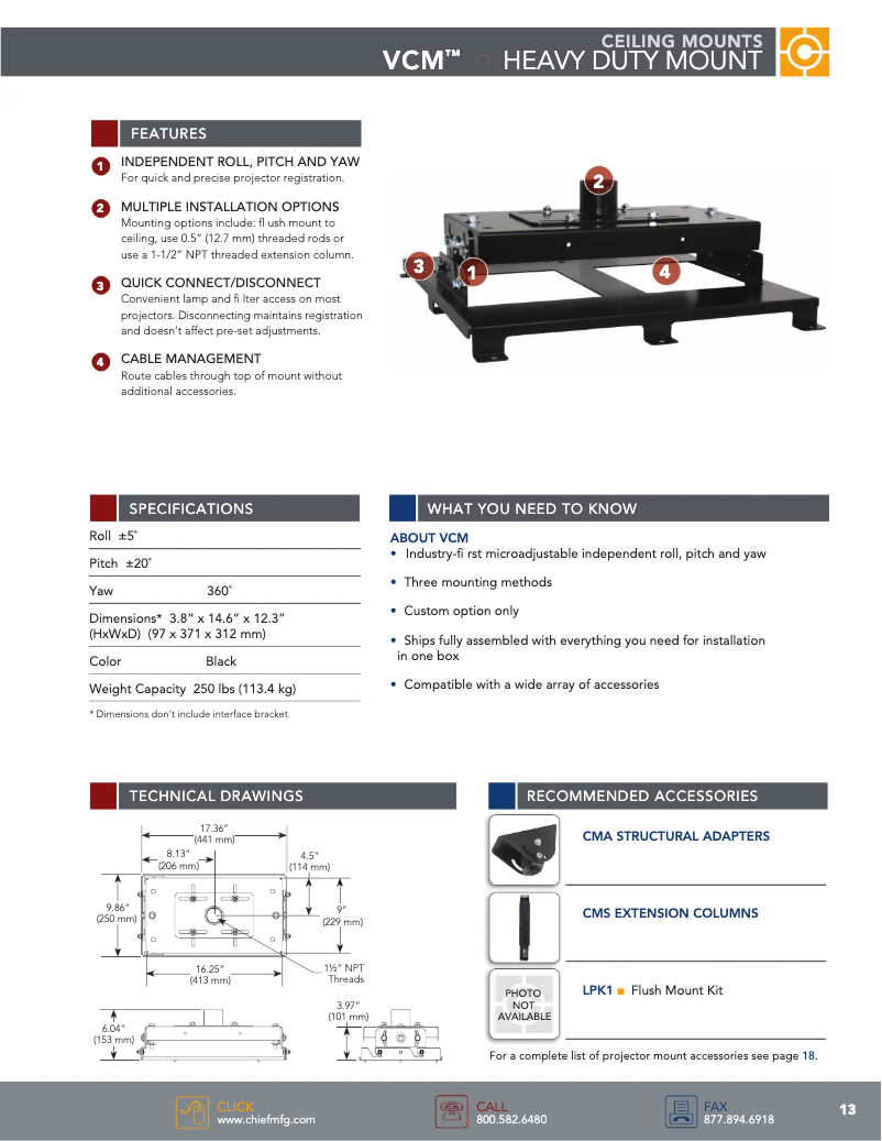 Page 1 of the manual User Manual Chief VCM011E
