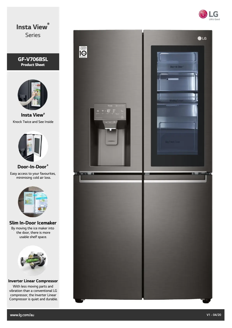 Page 1 of the manual Technical Sheet LG GF-V706BSL