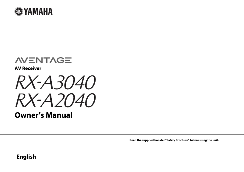 Page 1 of the manual User Manual Yamaha Aventage RX-A3040
