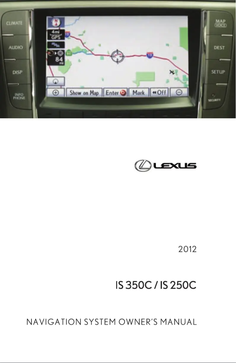 Page 1 of the manual User Manual Lexus IS 350 C (2012)