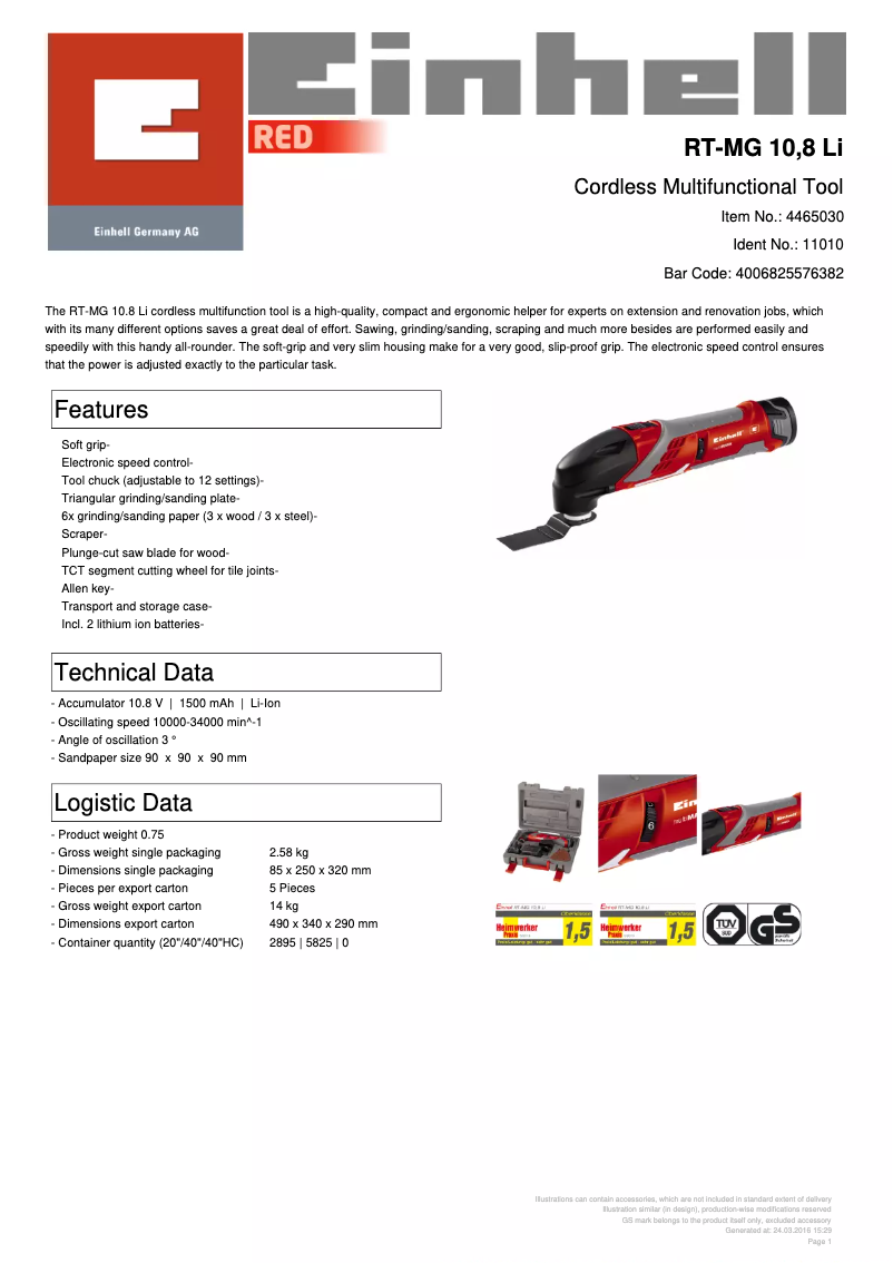 First page image of the manual for RT-MG 10,8 LI