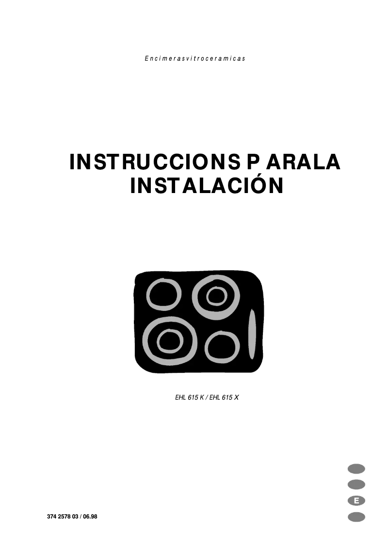 First page image of the manual for EHL615X